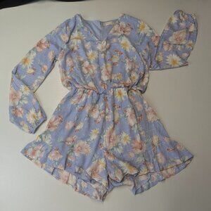 Altar'd State Size Small Romper Baby Blue Floral